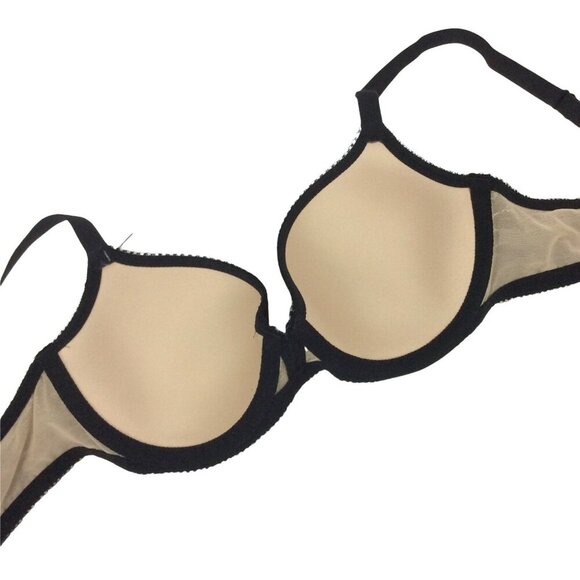 Wacoal Lace Finesse T-Shirt Bra 32C Black Underwire Lightly Padded Full Coverage - Picture 4 of 7